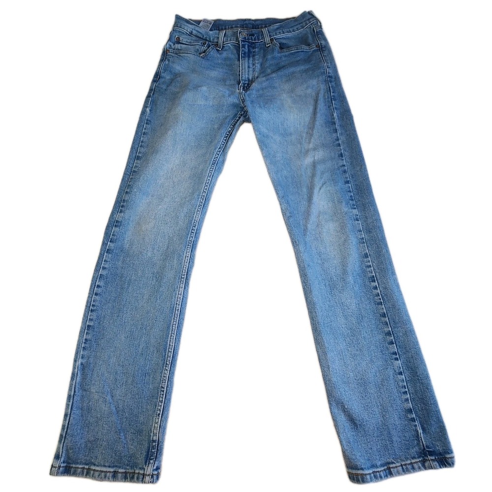 LEVIS 505 Regular Straight Jeans Mens 32X32 Medium Wash Distressed